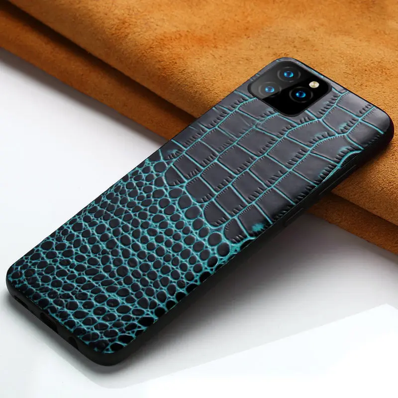 blue green LANGSIDI чехол для телефона из натуральной кожи для iphone 11 pro max роскошный противоударный чехол для Apple iphone XR X 8 7 6s XS Plus Fundas - Цвет: blue green