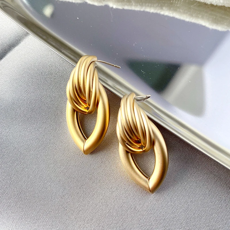 

2020 New Gold Color Earrings For Women Multiple Trendy Round Geometric Drop Statement Earrings Fashion Party Jewelry Gift