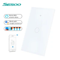 new sesoo eu standard wifi smart touch switch app wireless remote light wall switch crystal glass panel for alexa google home