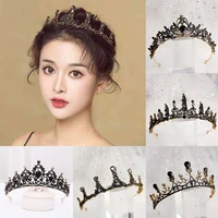 crystal hair band for bride gothic black crown headband for women rhinestone vintage jewelry female head accessories wedding