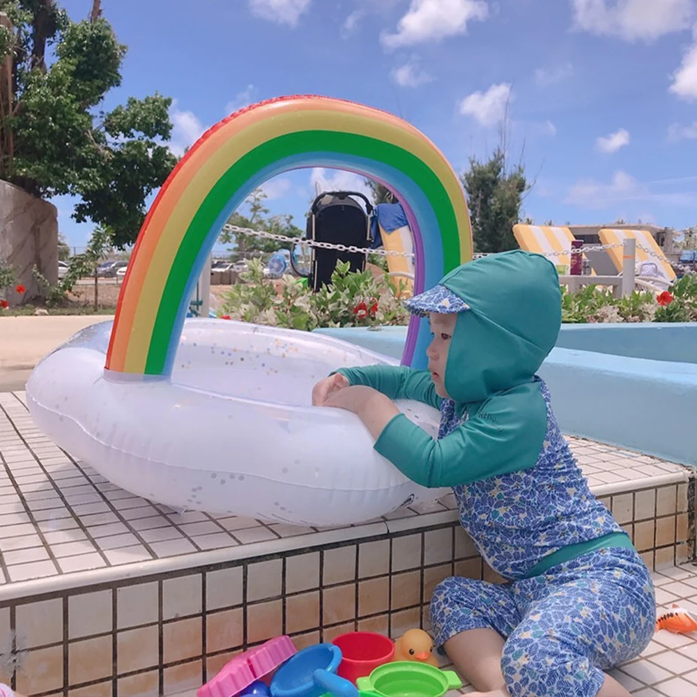 Летнее Детское кольцо с мультипликационным принтом безопасное надувное для