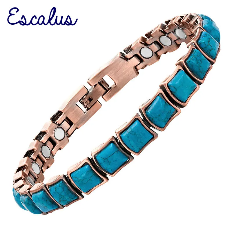 

Женский магнитный браслет с полудрагоценными камнями, с медным покрытием