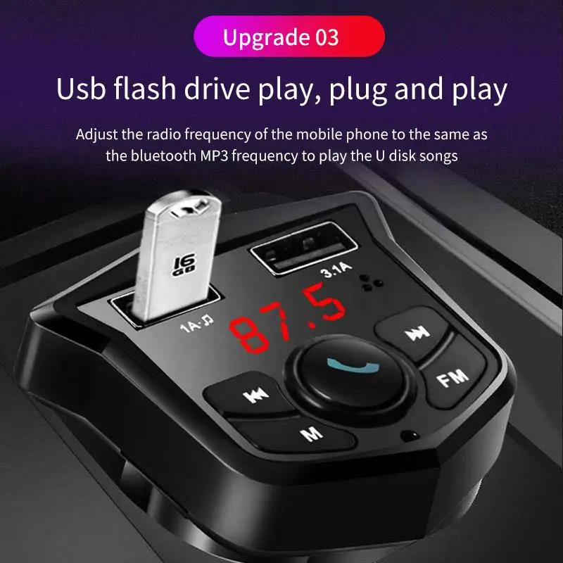 AOZBZ Car Mp3 Modulator Bluetooth 5.0 Wireless FM Transmitter LCD MP3 Player Hands-free Dual USB Charger TF Card | Автомобили и