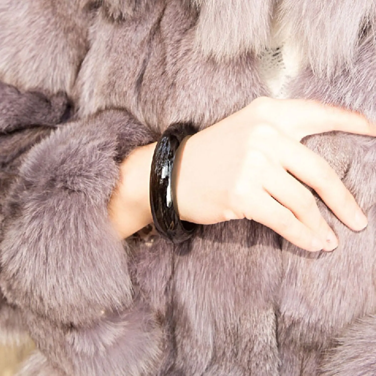 

LETSFUN Fine Jewelry 100% Pure Natural Obsidian Ice Kind Bracelet Bangle Hand Catenary 58MM-62MM Free Shipping