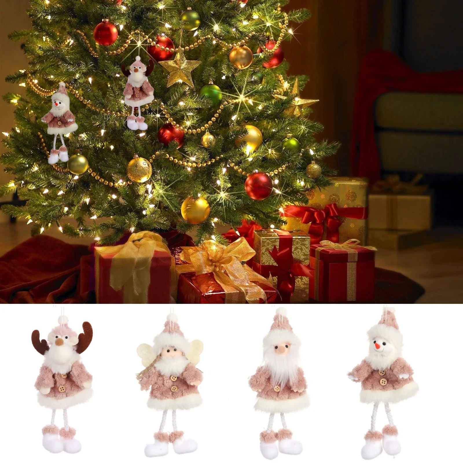 

Рождественская елка, сказочные украшения, Санта-Клаус, снеговик, лось, ангел, кукольные украшения, подвеска, Рождественское украшение