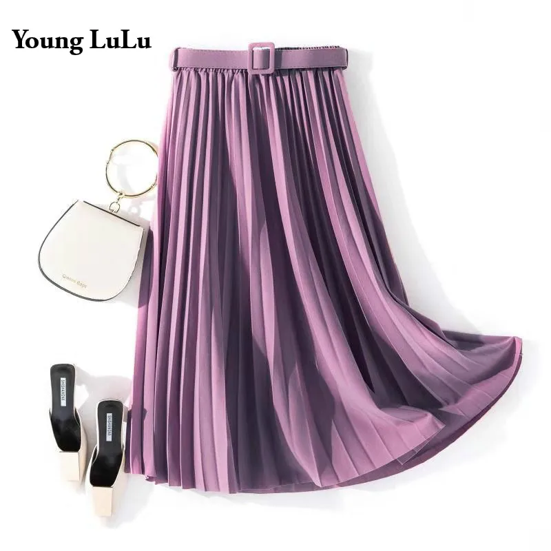 2020 осень зима новинка 13 однотонная плиссированная юбка миди женские эластичные