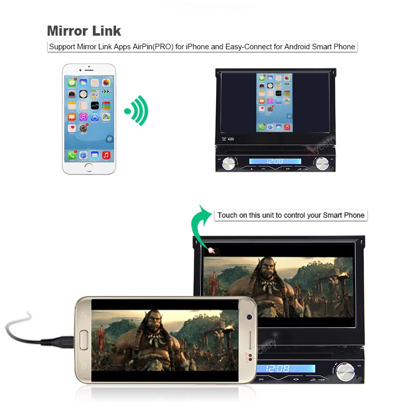 4G+64G Octa core Android 9.0 Univeral One din Car radio Multimedia Player GPS Navigation 7" IPS HD Retractable Autoradio AUX-IN