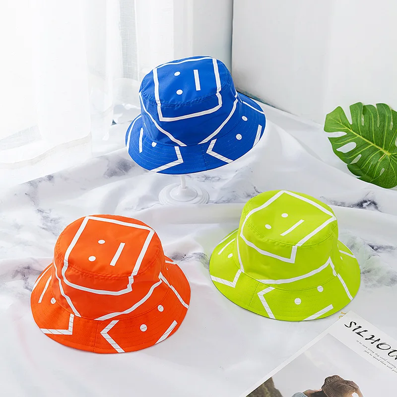 2021 New Ac smiling face fisherman's hat for travel in spring and summer sunscreen hat beach sun hat fashion trend sunshade hat