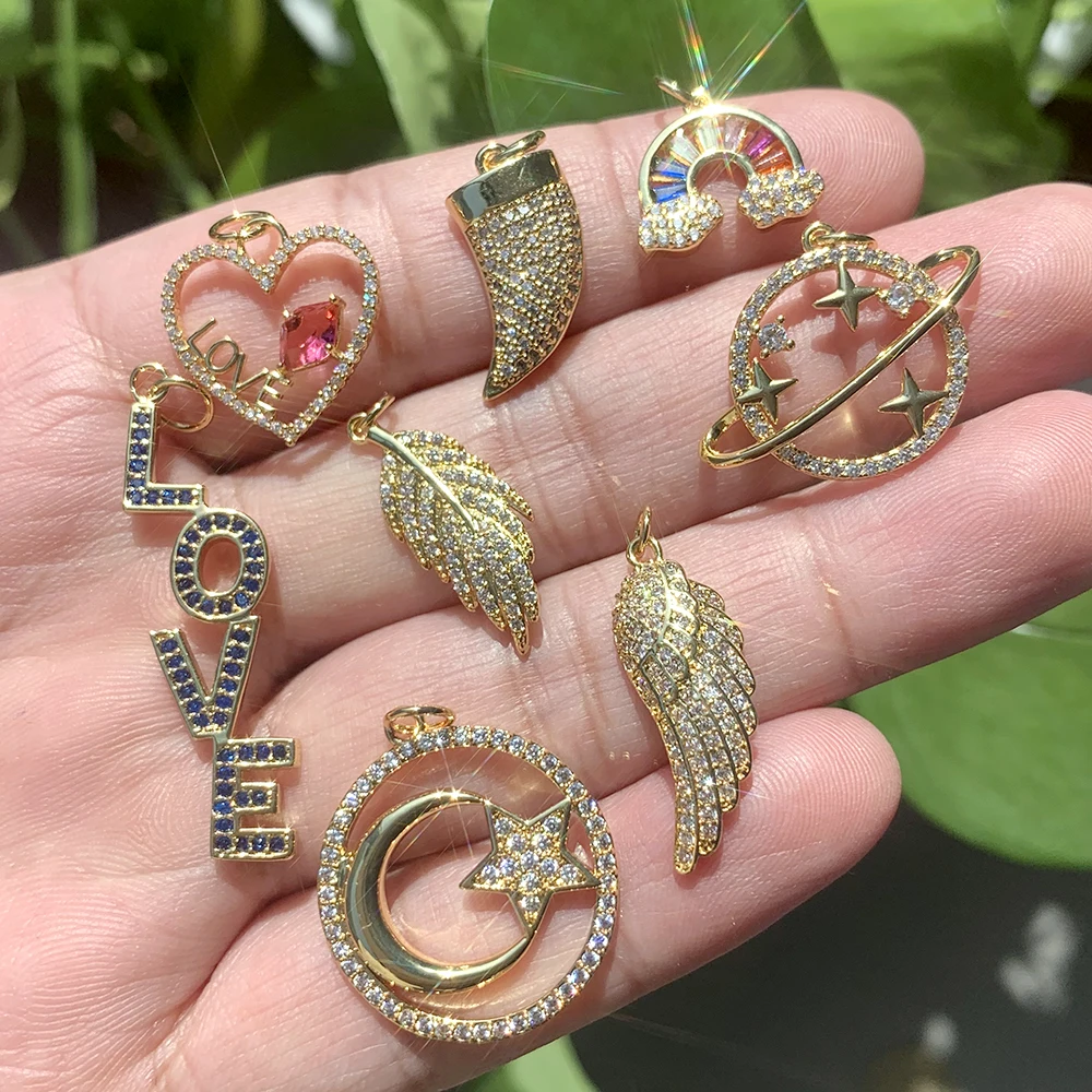 

Rainbow Heart cz Charms for Jewelry Making Supplies Gold Star Charm Pendant Diy Design Charms for Earrings Necklace Bracelet
