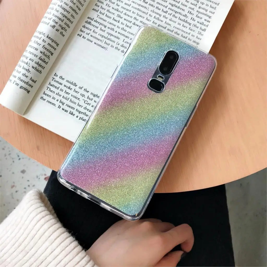 Градиентный чехол с блестками для OnePlus 6 6T 5T 7 Meizu S6 M3 M5 M8 X8 Note M5S M6T U10 U20