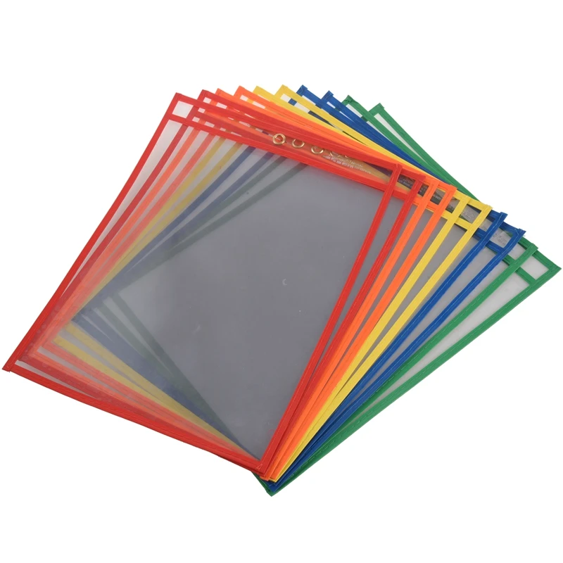 

10 Dry Erase Pockets, Oversize 9 x 12 Inch Pockets, Perfect Classroom Organization, Reusable Dry Erase Pockets, Teaching Supplie