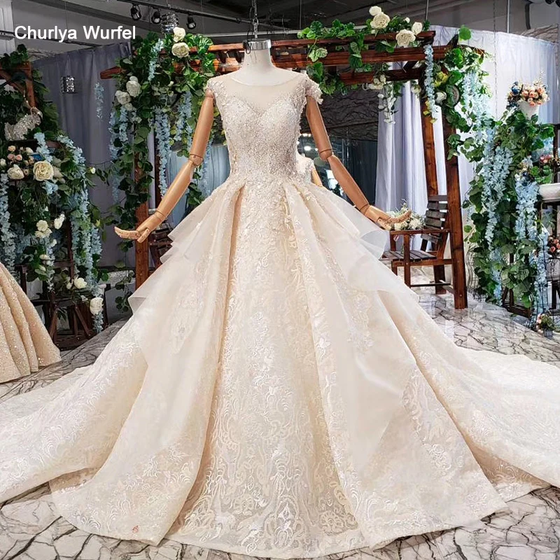 HTL789 бальное платье свадебное принцесса с круглым вырезом бисером аппликации