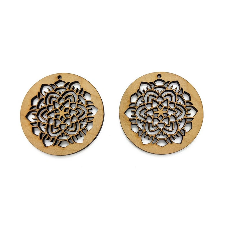 50 pcs Laser Cut Wood Shape Mandala 50mm Wood Earring Jewelry Blanks
