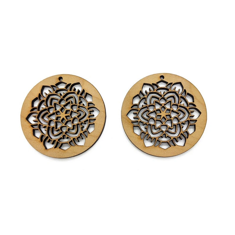 

50 pcs Laser Cut Wood Shape Mandala 50mm Wood Earring Jewelry Blanks