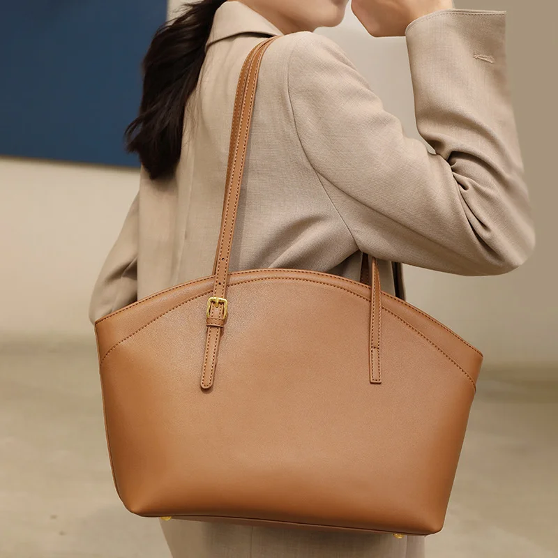 

2021 new fashion bag women's summer versatile simple tote bag large capacity handbag leather shoulder bag shell bag