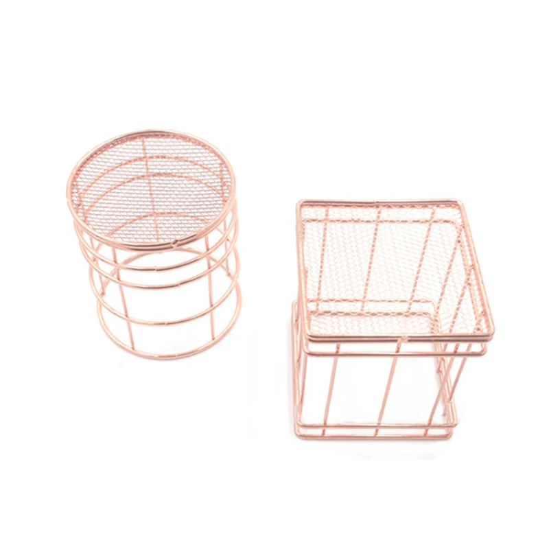 Железная корзина для хранения из проволоки розовое золото Прочная полка дома и