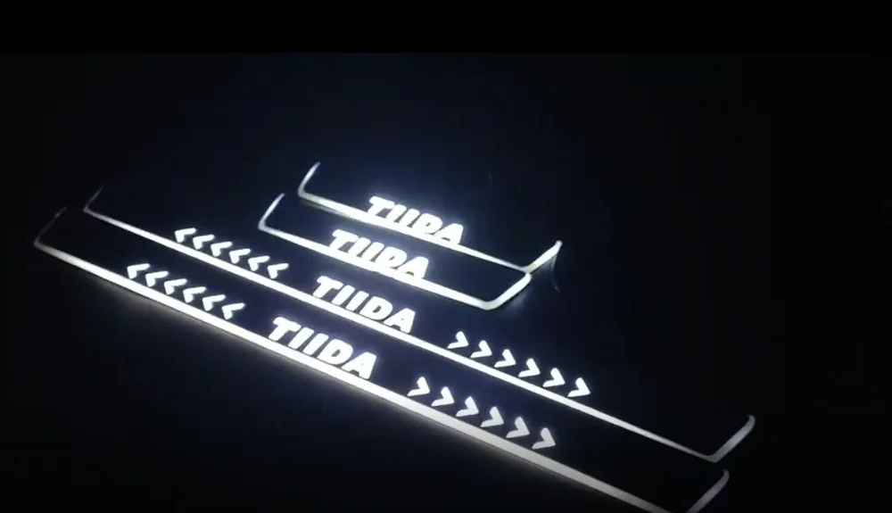 

Osmrk led moving door scuff for Nissan tiida dynamic door sill plate flat lining overlays guards flowing/fixed light