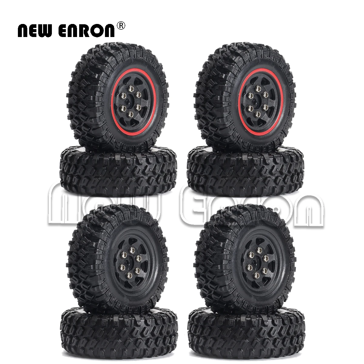

NEW ENRON 4PCS Beadlock Micro Crawler Wheel Rims Tires Set 49*17mm for 1/24 RC Crawler Car Axial SCX24 90081