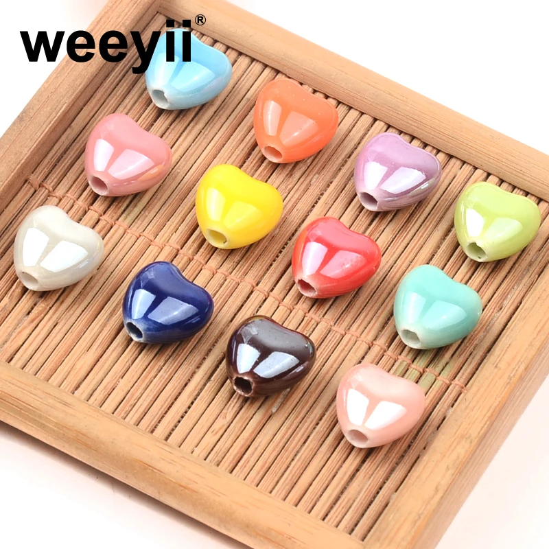 

10x10mm Simply Fashion Heart Shape Ceramic Beads Multi-color Loose Spacer Beads For Jewelry Making Bracelet Earring Accessories