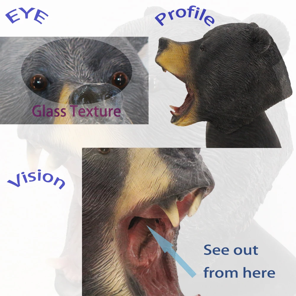 Реалистичная латексная маска на голову в виде черного медведя головной убор