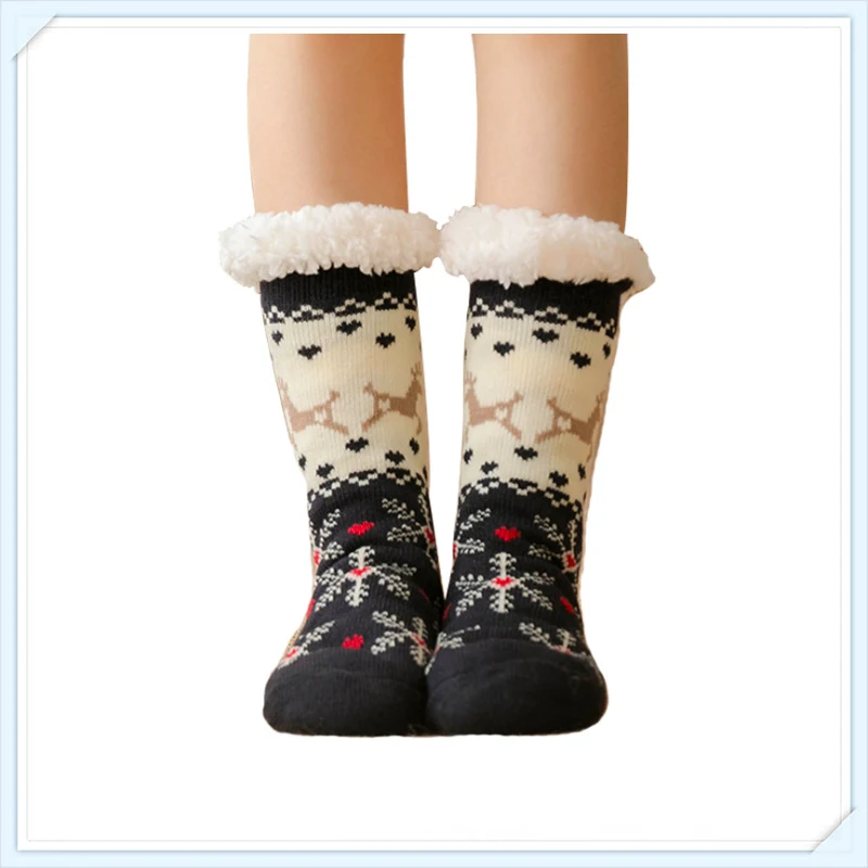 

Women Winter Christmas Socks Cotton Print Thicken Anti-slip Warm Fleece Socks Female harajuku Ladies Funny Socks streetwear 2020
