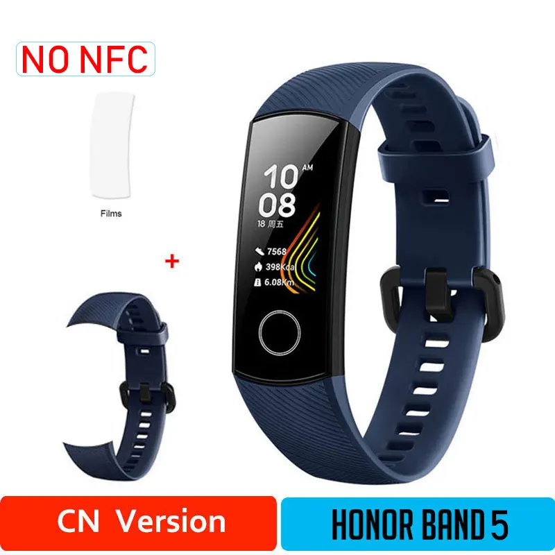 CNBlue5moDB Глобальная версия Honor Band 5 браслет с кислородом крови смарт-трекеры активности Bluetooth умный Браслет мониторинг сердечного ритма - Цвет: CNBlue5moDB