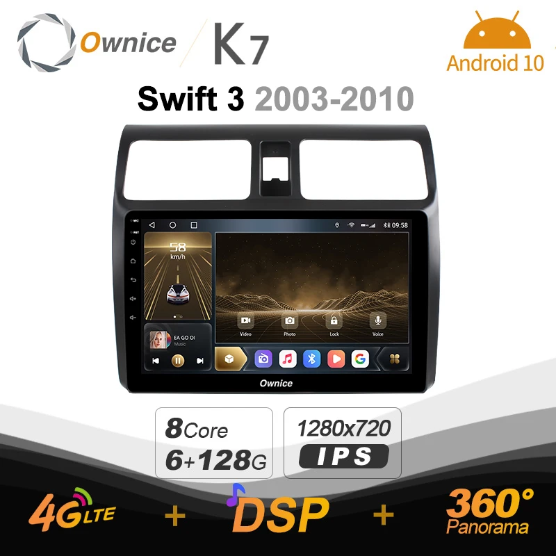 Автомагнитола Ownice K7 Android 10 0 для Suzuki Swift 3 2003 - 2010 4G LTE 360 2din автомобильная