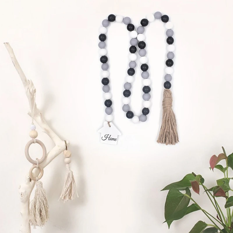 Деревянная гирлянда из бусин с кисточками деревенский фермерский многоярусный