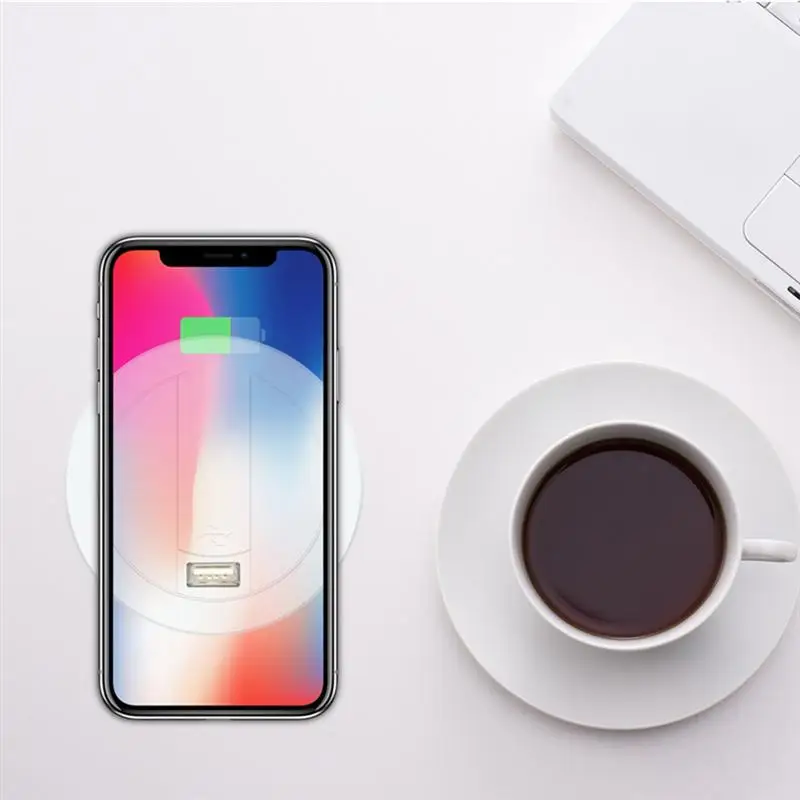 universal wireless qi charger furniture office table mounted quick charging pad with usb port for smart phones white free global shipping