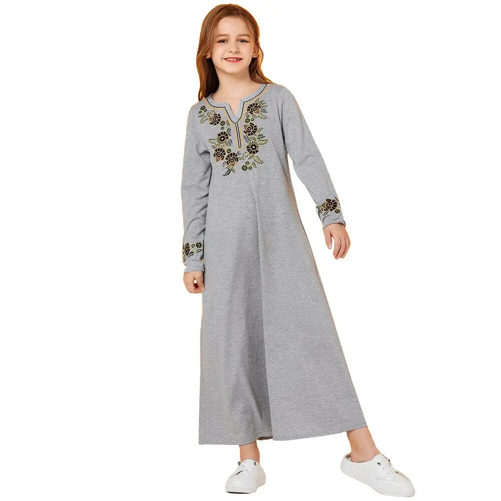 Детская Абая для девочек Дубай кафтан мусульманское модное Макси платье с
