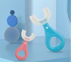 Детская зубная щетка U-образной формы, зубная щетка с ручкой, Силиконовая зубная щетка для ухода за полостью рта для малышей от 2 до 12 лет