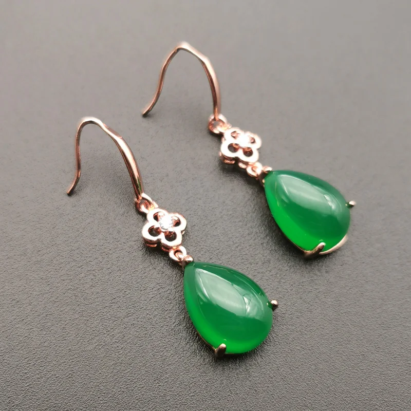 Женские винтажные длинные серьги Jadery из розового золота 925 пробы с зеленым
