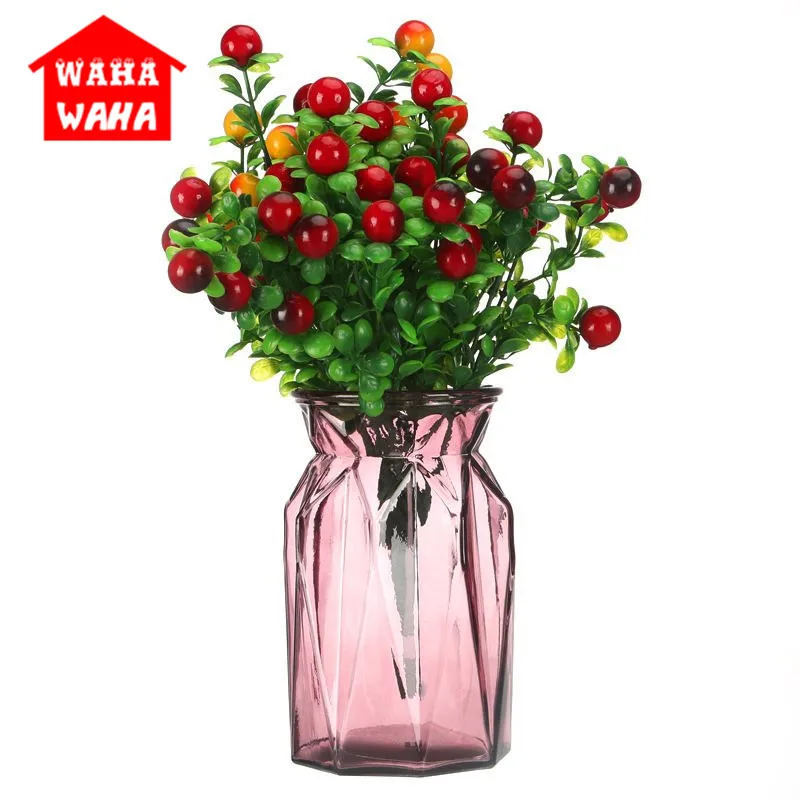 Креативная современная стеклянная ваза прозрачная цветная для цветов с