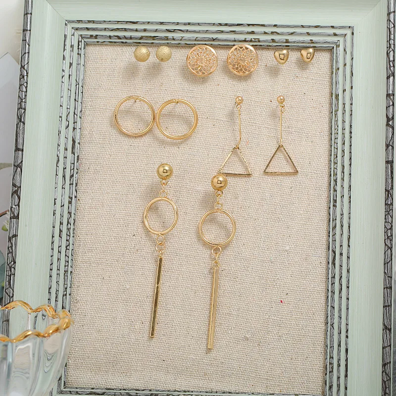 Серьги Seanlov Женские Геометрические круглые с кисточками в виде Золотой Звезды 6