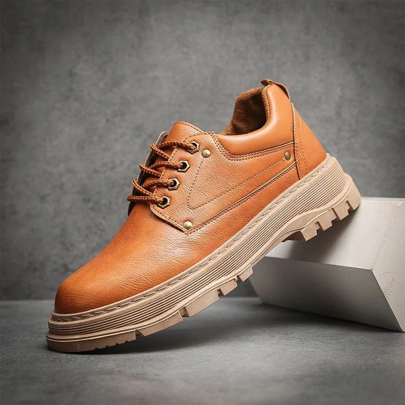 

Men Shoes Winter Warm Men Leather Boots New Men's Fashion Work Shoes Safety Casual Sneakers