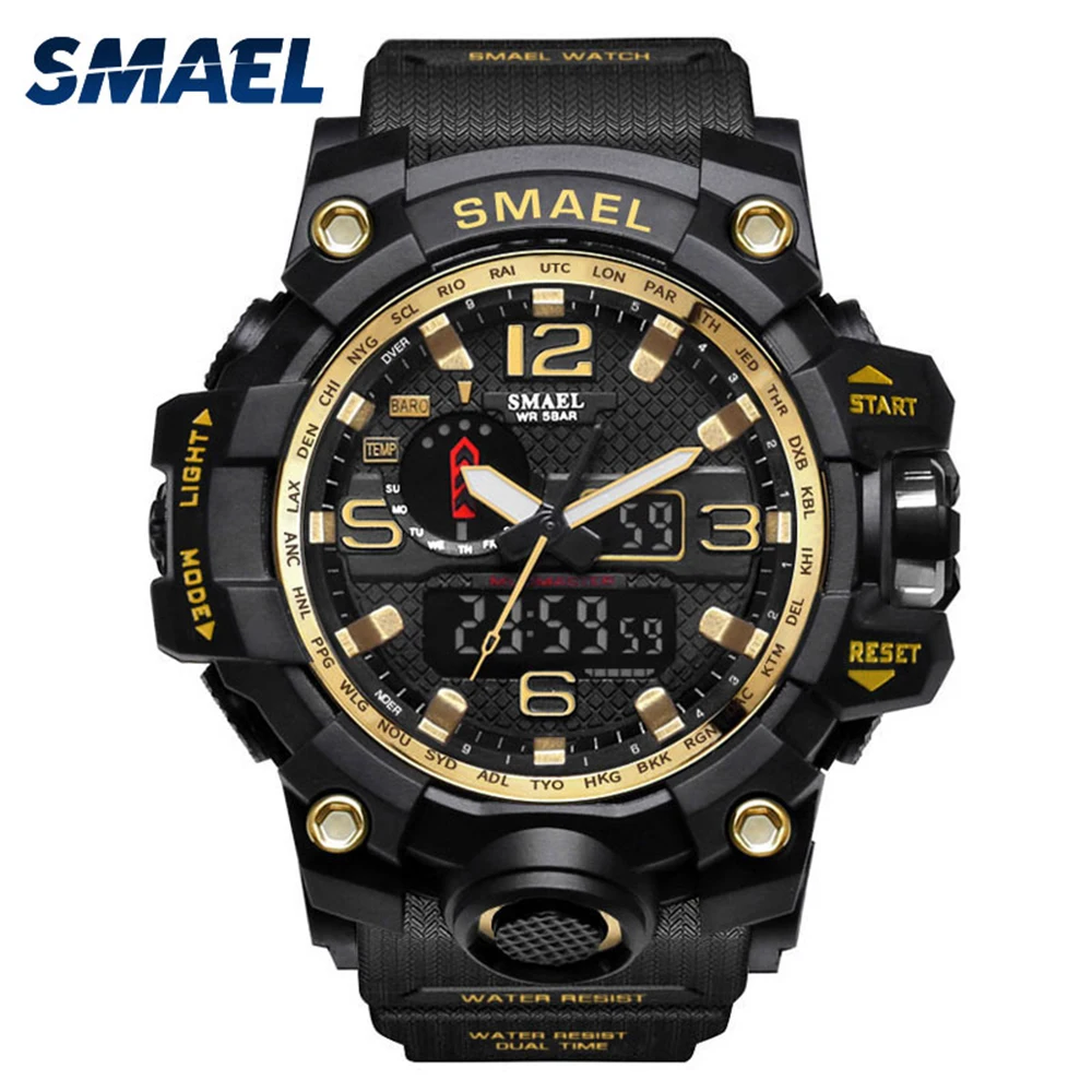 

SMAEL Men Military Watch 50m Waterproof Wristwatch LED Quartz Clock Male relogios masculino Digital Sports Watches Men's