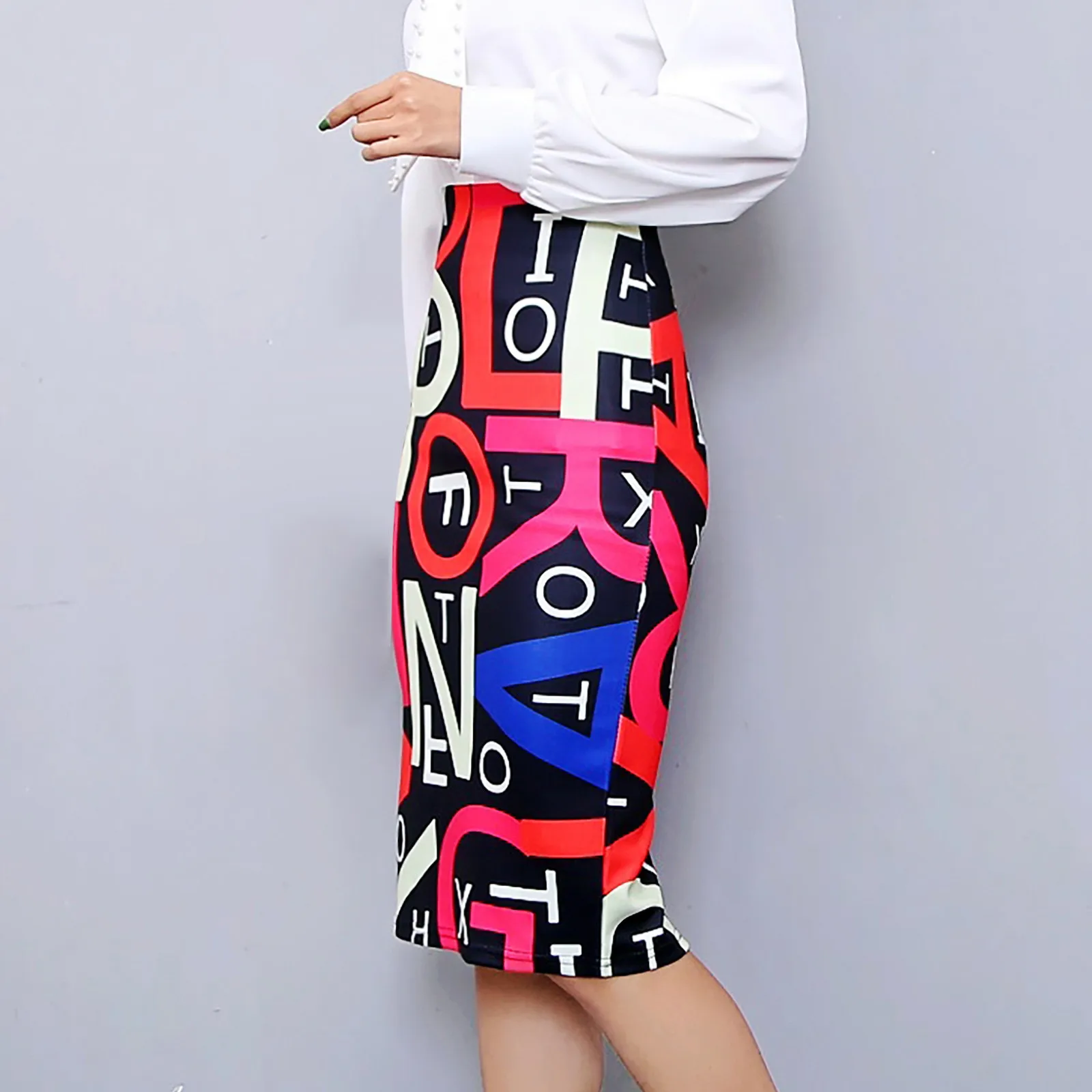 

Womail Women's Fashion Casual Half-length Skirt Printed Step Package High-Waisted Hip Short Pencil Skirts 2021New Mujer Faldas