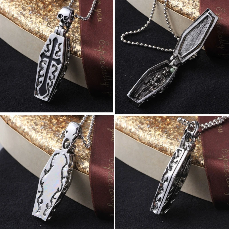 85LB Хэллоуин гроб вампира крест череп ожерелье из нержавеющей стали Готический