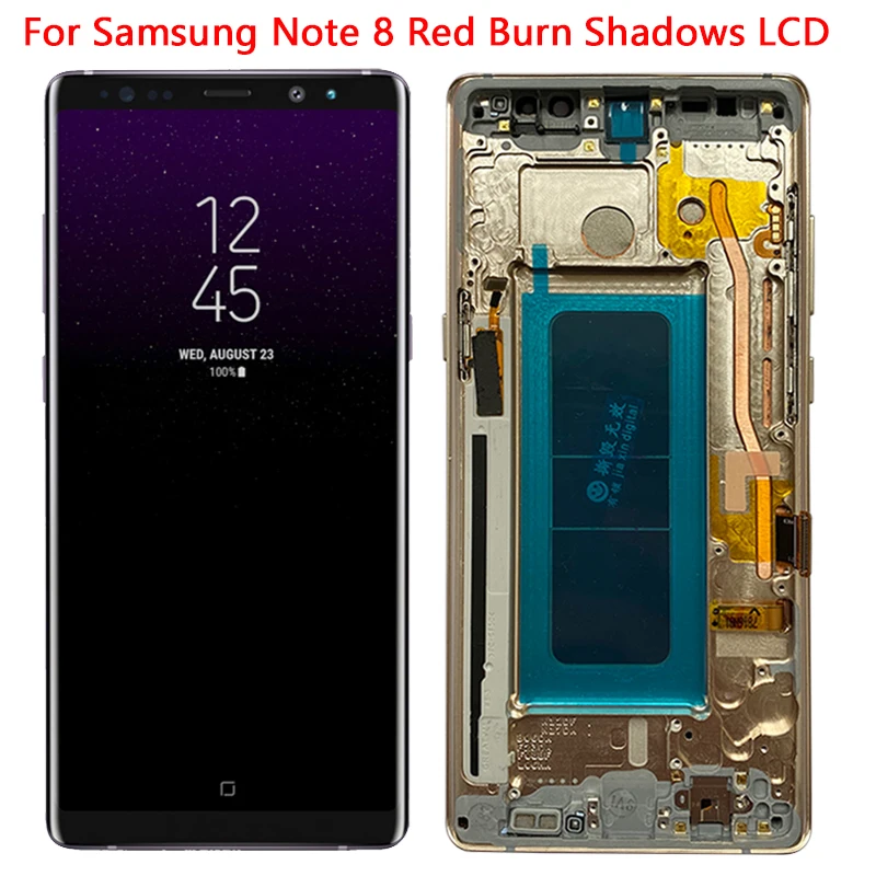 6.3'' N950F LCD For Samsung Note 8 Display Touch Screen Frame For Galaxy Note 8 SM-N950U N9500 N950FD LCD With Red Burn Shadows