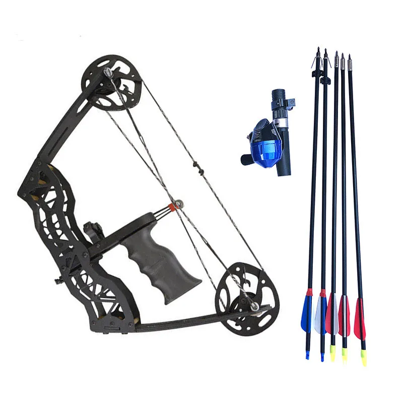 

40lbs Outdoor Fishing Archer Holding A Small Composite Wheel Bow And Arrow Outdoor Shooting Fish Hunting Archery Composite Bow