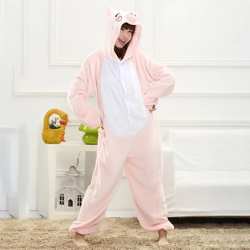 Комбинезон Kigurumis для взрослых в виде розовой свиньи комбинезон женщин и девочек