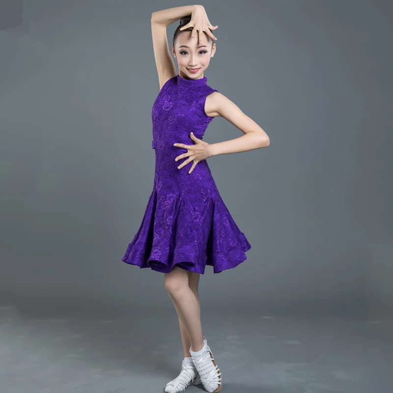 Детская кружевная танцевальная одежда для латиноамериканских тренировок