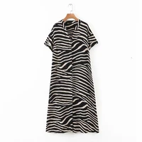 doujili fashion elegant zebra texture female long dress summer party birthday festival french romantic dress for women