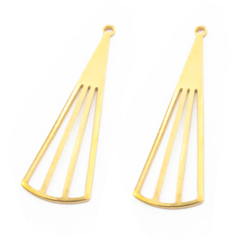 30 шт. необработанные латунные треугольные серьги подвески в форме веера полые
