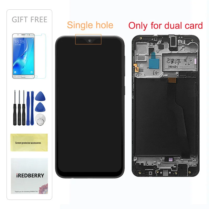 DualCard With Frame 6," ЖК-дисплей для samsung Galaxy A10 A105 A105F SM-A105F, сменный ЖК-экран с рамкой M10 M105 - Цвет: DualCard With Frame