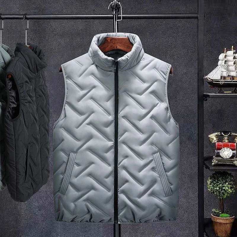 Winter Men Duck Down Vest Coat Ultralight Sleeveless Puffer Vest Jacket Fashion Stand Collar Windproof Duck Down Waistcoat