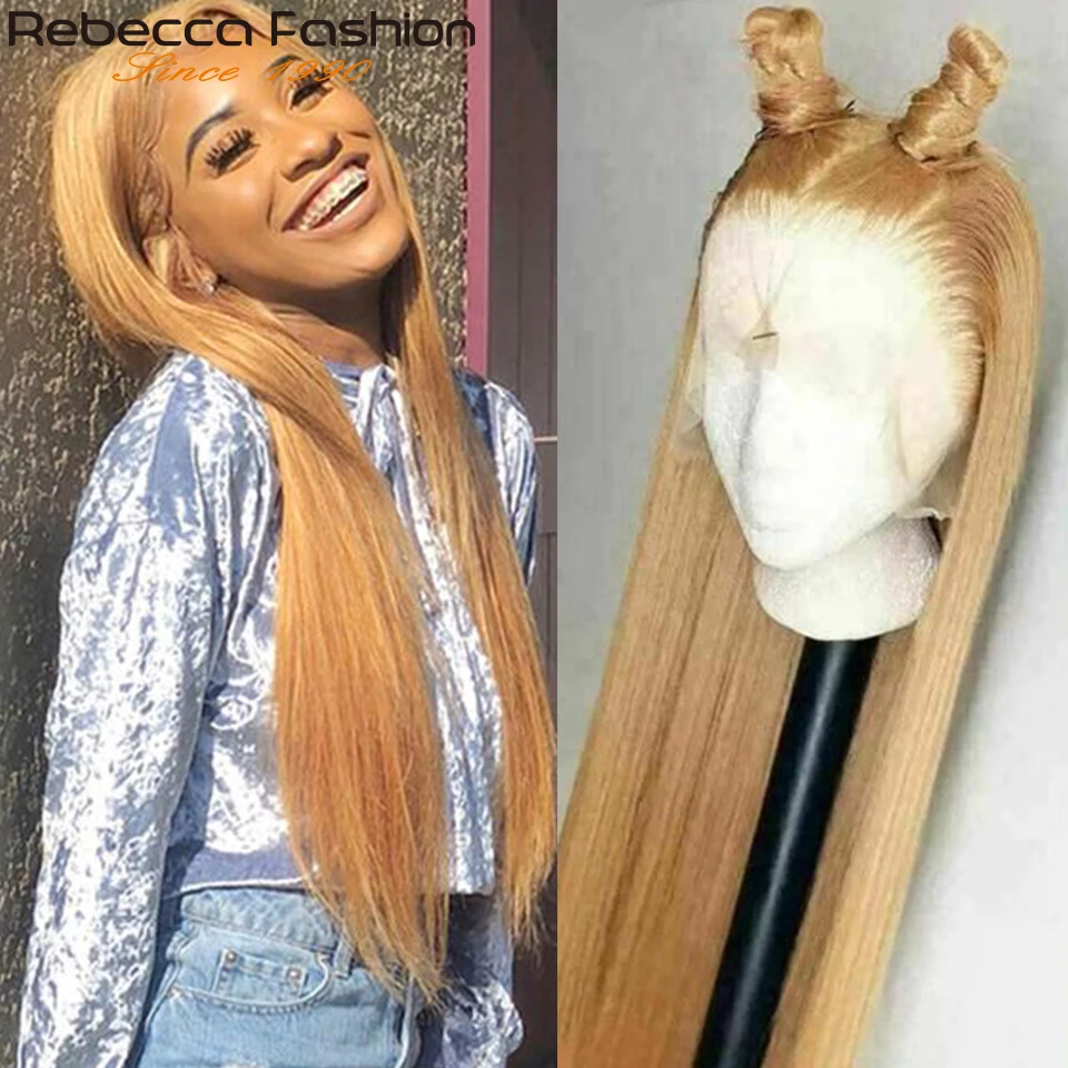Парики из человеческих волос Rebecca Blonde прямые парики фронта шнурка 4x4 для женщин