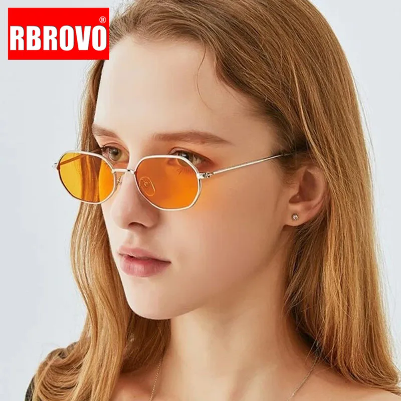 

RBROVO 2021 Oval Retro Sunglasses Women Luxury Brand Glasses for Women/Men Small Eyeglasses Women Mirror Oculos De Sol Feminino