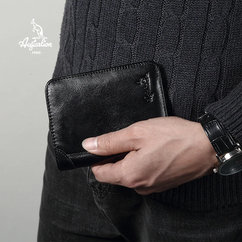 Дропшиппинг мужской кошелек масло воск натуральная кожа кошельки черный и