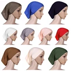 2 шт., мусульманские Арабские Женские однотонные хлопковые шапки-тюбики